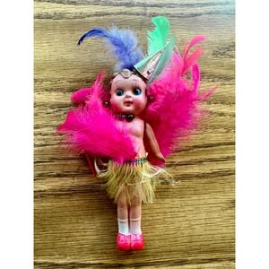 VTG 1950S CELLULOID‎ CARNIVAL KEWPIE, SOUVENIR CIRCUS BURLESQUE COOCHIE DOLL 5"